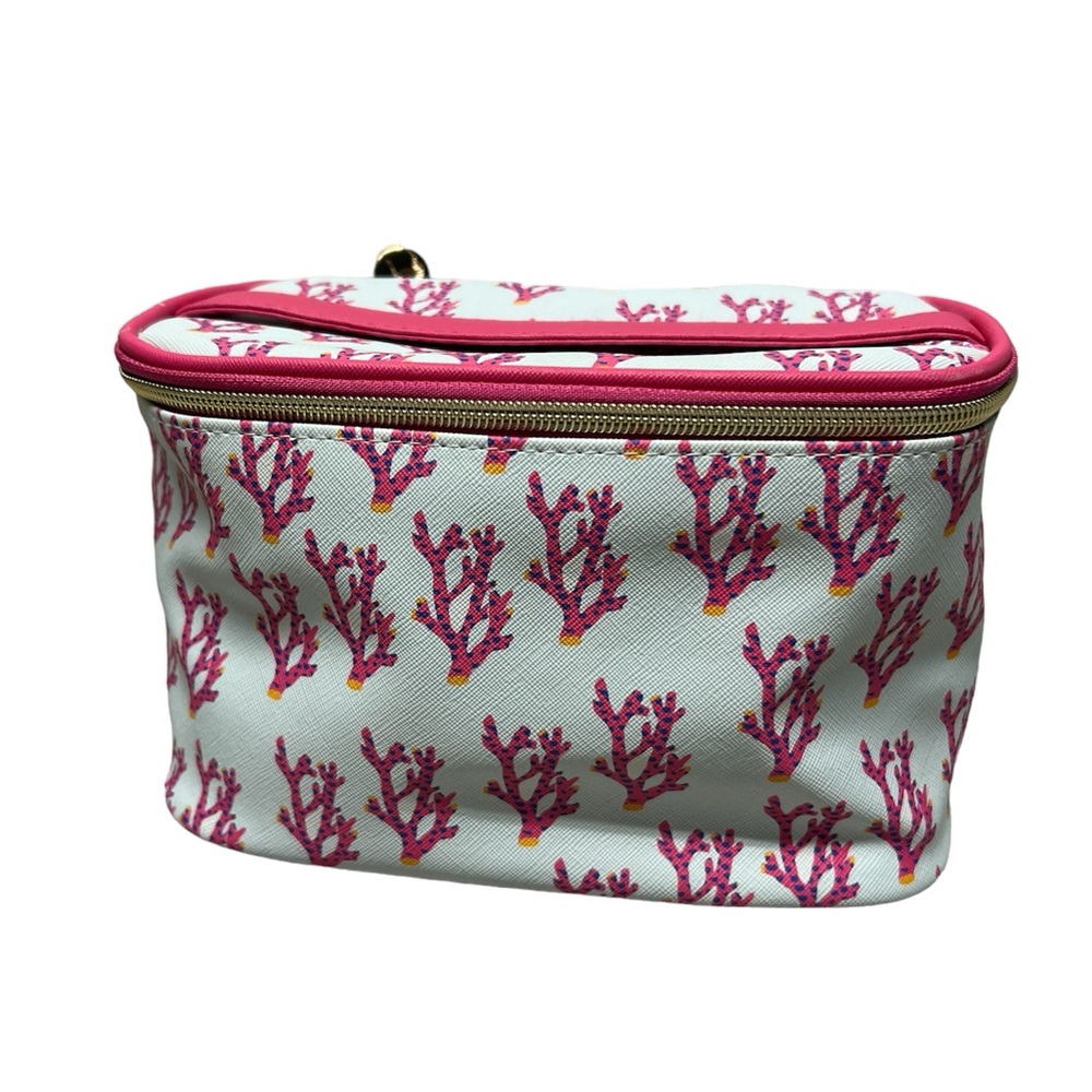 Dabney Lee Pink Coral Makeup Travel Bag zipper closure